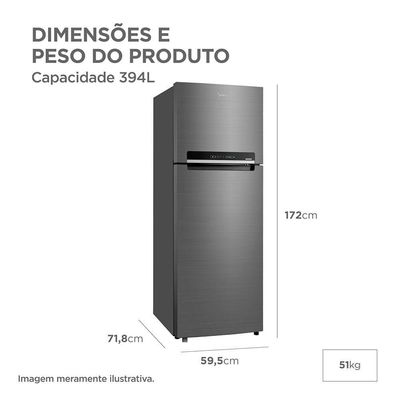 Geladeira Frost Free Duplex 394L Inverter Inox Midea MDRT533EVD462 220V
