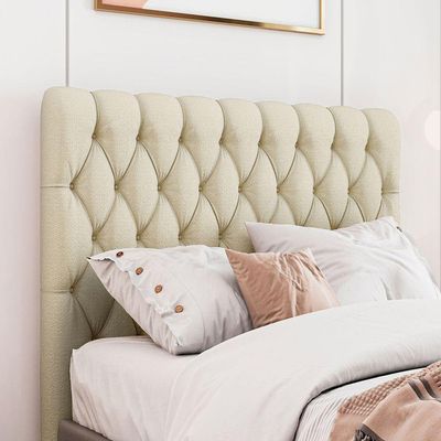 Cabeceira Estofada Casal 140 Cm Topázio Linho Creme