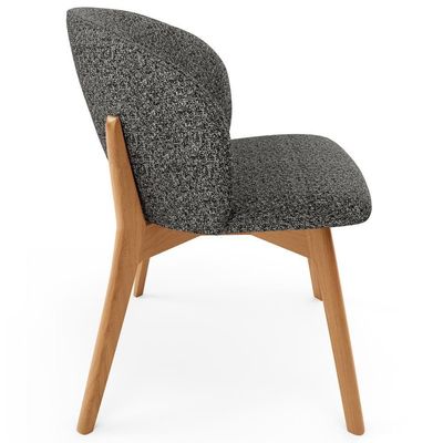 Kit 03 Cadeiras De Jantar E Estar Living Estofada Mia L02 Linho Mescla Chumbo - Lyam Decor