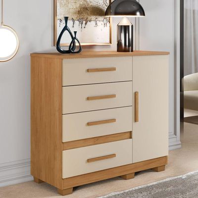 Cômoda New Florença 4 Gavetas 1 Porta Com Sapateira -benetil Cinamomo Off