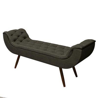 Recamier Puff Estofado Queen 160 Cm Drusa Veludo Marrom