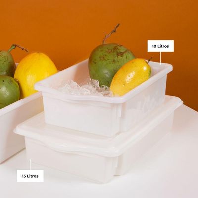 Kit 6 Caixas Para Cozinha Empilháveis 10l Branco