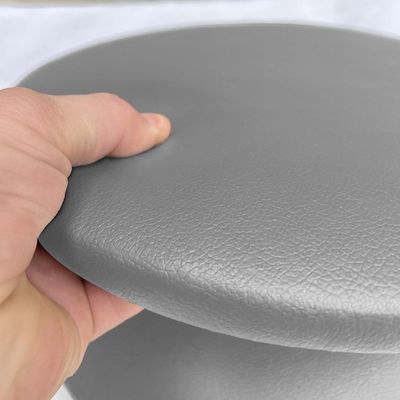 Kit 02 Assentos Redondo Banqueta Cadeira Estofados Poltronas H02 Corino Cinza 25 cm - Lyam Decor
