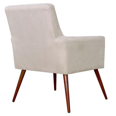 Kit 02 Poltronas Decorativas Para Sala de Estar e Recepção Maria W01 Pés Palito Suede Bege - Lyam Decor