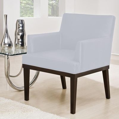 Kit 02 Poltronas Decorativas Para Sala de Estar e Recepção Beatriz W01 Corino Branco - Lyam Decor