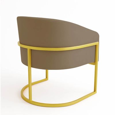 Poltrona Sala Decorativa Industrial Dourada Kit 2 Arielle Suede Marrom Rato D03 - D'Rossi