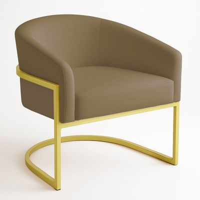 Poltrona Sala Decorativa Industrial Dourada Kit 2 Arielle Suede Marrom Rato D03 - D'Rossi