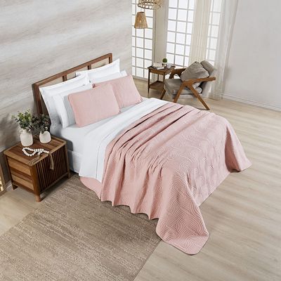 Cobre Leito Colcha King Ternura 3 Peças Rosa - 100% Poliéster