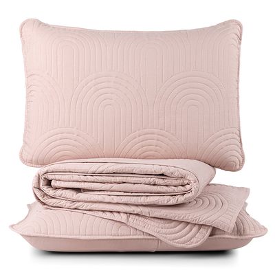 Cobre Leito Colcha King Ternura 3 Peças Rosa - 100% Poliéster