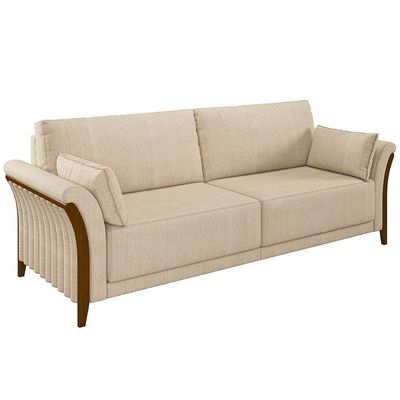 Sofá Decorativo 3 Lugares 222cm Market Linho Champagne - Gran Belo