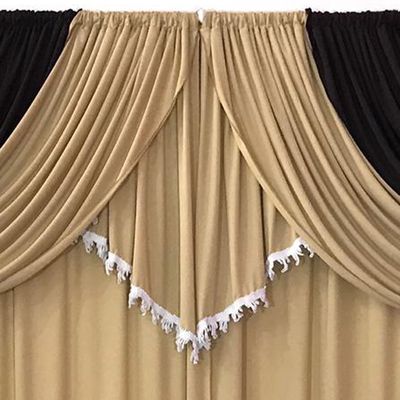 Cortina Mayara Varão Duplo Malha e Franja 3,00m x 2,60m Sala Quarto - Avelã Tabaco Branco