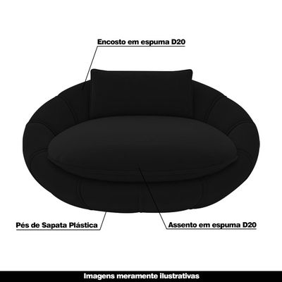 Poltrona Caminha para PET Afrodite Veludo Preto - Gran Belo