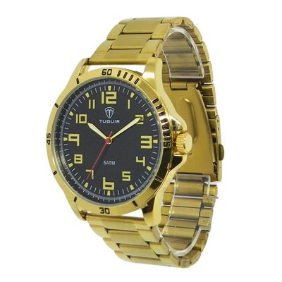 Relógio Tuguir Masculino Ref: Tg30354 Casual Dourado