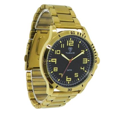 Relógio Tuguir Masculino Ref: Tg30354 Casual Dourado