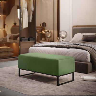 Kit 02 Puff Decorativo Para Sala De Estar Cléo W01 Base de Ferro 90cm Facto Verde Musgo - Lyam Decor