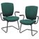 Kit 2 Cadeiras de Escritório Fixa Executiva Office Preto Slim Alta Flexi P03 Poliéster Verde - Lyam