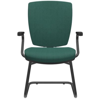 Kit 2 Cadeiras de Escritório Fixa Executiva Office Preto Slim Alta Flexi P03 Poliéster Verde - Lyam
