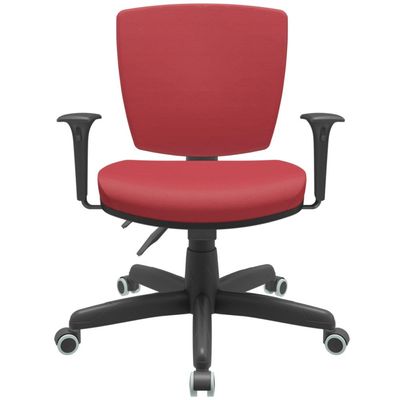 Kit 2 Cadeiras de Escritório Executiva Office Giratória Preto Baixa Flexi P03 Vinil Vermelho - Lyam