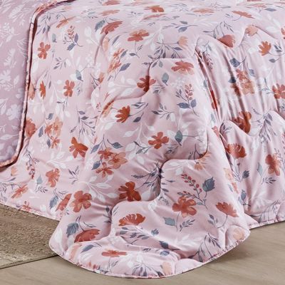 Edredom Cobertor Belle Super King 400 Fios Dupla Face Estampado Floral Rosê
