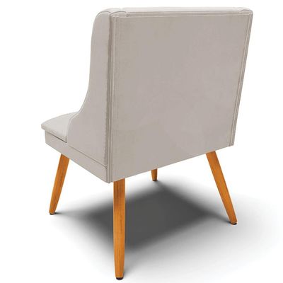 Kit 5 Cadeiras Decorativas Sala de Jantar Pés Palito de Madeira Firenze Veludo Cinza/Natural G19 - Gran Belo