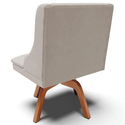 Kit 2 Cadeiras Decorativas Sala de Jantar Base Giratória de Madeira Firenze Veludo Cinza/Natural G19 - Gran Belo