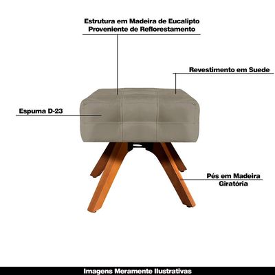 Puff Decorativo Base Giratória Karen Suede Nude - Gran Belo