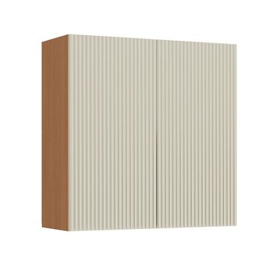 Armário Aéreo Simone Mendes 100% MDF 2 Portas Bege e Carvalho 80 cm
