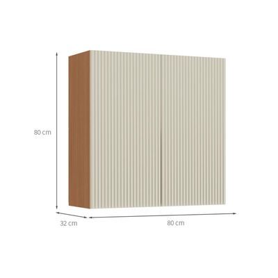 Armário Aéreo Simone Mendes 100% MDF 2 Portas Bege e Carvalho 80 cm