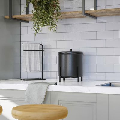 Suporte Porta Papel Toalha Isla Para Pia Bancada Lavabo Duplo Aço D01 Preto Fosco - Lyam Decor