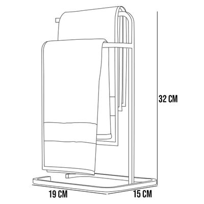 Kit Lixeira Tampa 6L Kalli e Porta Toalha Isla Para Pia Bancada Lavabo Aço D01 Preto - Lyam Decor