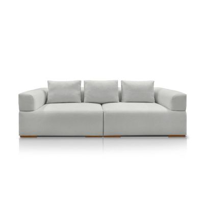 Sofá Bipartido 5 Lugares com Almofadas Soltas 300cm Nuuk Linho Cinza G63 - Gran Belo