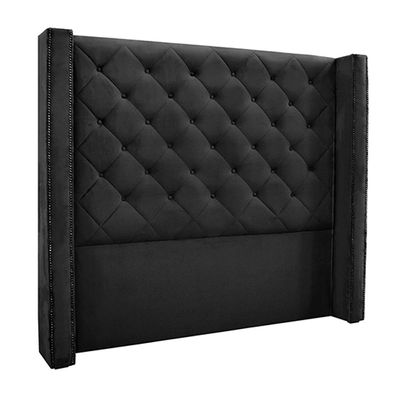 Cabeceira Decorativa Queen Size 1,84M Loewe Veludo Preto - Gran Belo