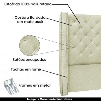 Cabeceira Decorativa Queen Size 1,84M Loewe Linho Natural - Gran Belo