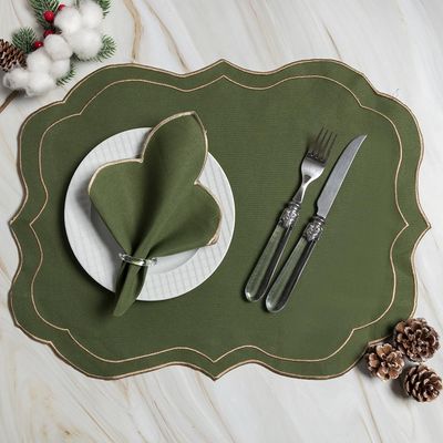 Kit 12 Jogos Americanos Guardanapos De Mesa Retangular Bordado Escócia - Verde
