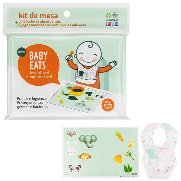KIT DE MESA BABY EATS - 3 BABADORES 3 J. AMERICANOS - LIKLUC