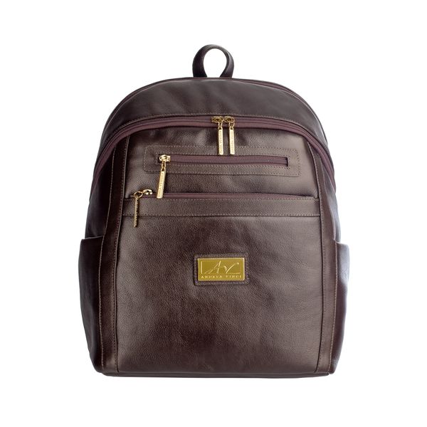 Mochila grande de couro liso Marcela Marfim Mochila grande de couro liso Marcela Marfim