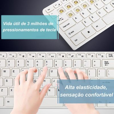 Kit Teclado e Mouse Bluetooth - Branco - Verde