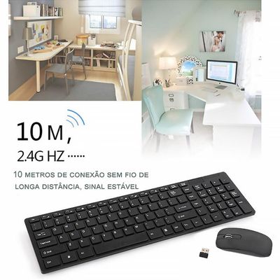 Kit Teclado e Mouse Bluetooth - Branco - Verde