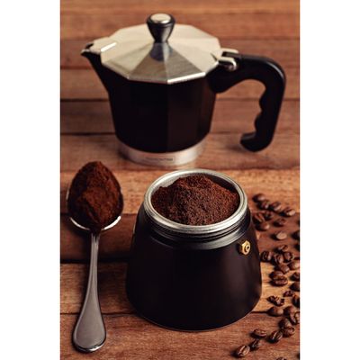 Cafeteira Expresso Italiana Tramontina em Alumínio Preto com Cabo em Nylon 320 ml