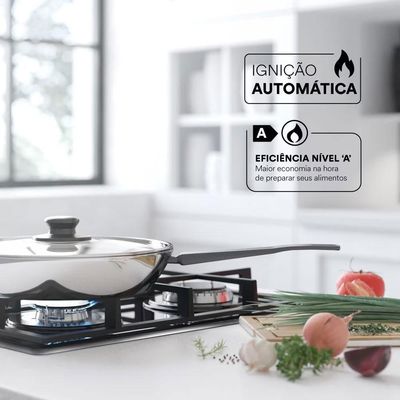 Fogão Cooktop Inox A Gás 4 Bocas 1 Dupla Ecg04 Bivolt - Eos B163914 Bivolt