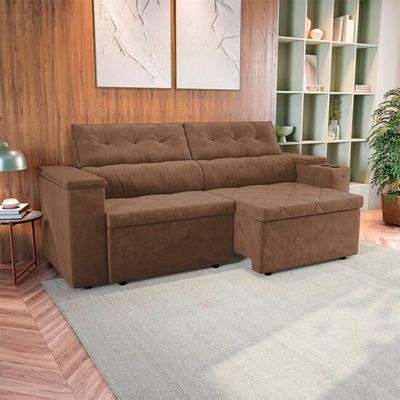 Sofá Roma S211 2,60 Metros com Braço Baú Kappesberg Tabaco