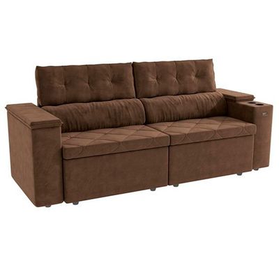 Sofá Roma S211 2,60 Metros com Braço Baú Kappesberg Tabaco