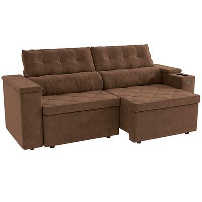 Sofá Roma S211 2,60 Metros com Braço Baú Kappesberg Tabaco