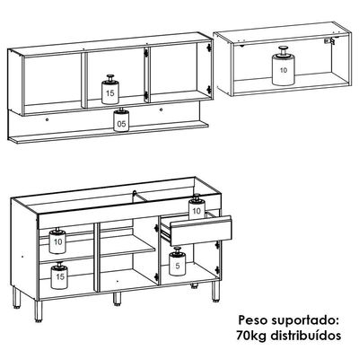 Cozinha Modulada 3 Pecas Com Balcao Pia Line Supremo Cp Freijo Ktp Supremo Cp Freijo