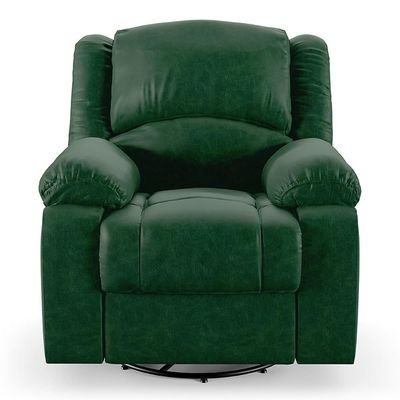 Poltrona do Papai Reclinável Sala de Cinema Madrid Glider Manual Giratória Massagem USB PU Verde Musgo  G26