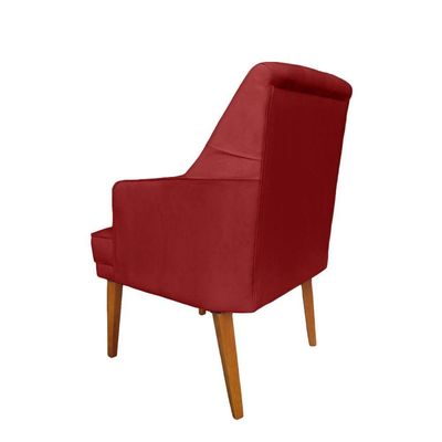 Cadeira Poltrona Decorativa Paris Sala De Jantar Recepção Retro Com Braça Suede Bordo Lar Móveis E Decoração