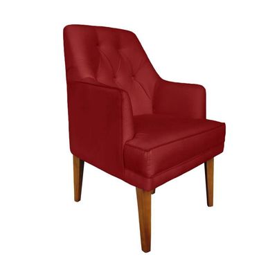 Cadeira Poltrona Decorativa Paris Sala De Jantar Recepção Retro Com Braça Suede Bordo Lar Móveis E Decoração