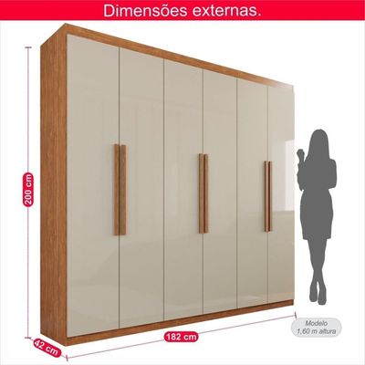 Guarda-roupa Casal 100% Mdf 6 Portas E 4 Gavetas Istambul
