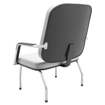 Cadeira De Escritório Recepção Com Braço Fixa Cromada Magno P03 Vinil Branco - Lyam Decor