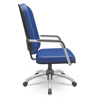 Cadeira De Escritório Giratória Com Braço Cromada Magno P03 Vinil Azul - Lyam Decor